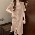 thumbnail image 2 of Hduncf Women's Nightgowns Short Sleeve Sleep Shirts Nightshirt Soft Comfort Lapel Button Down Pajama Sleepwear Pink XL, 2 of 5