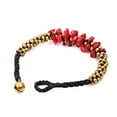 thumbnail image 3 of Surfer Inspired Red Coral & Brass Beads Cluster with Bell Toggle Bracelet, 3 of 4