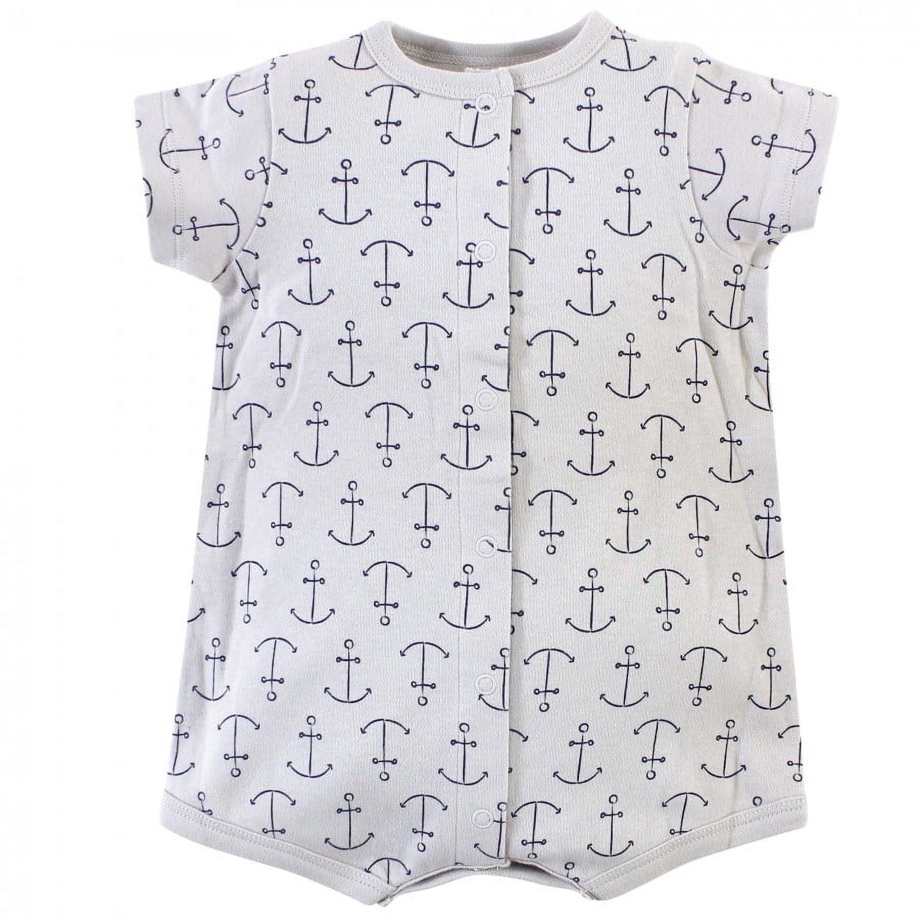 Touched by Nature Baby Boy Organic Cotton Rompers 3pk, Blue Whale, 9-12 Months