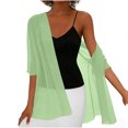 thumbnail image 6 of Fabrcox Shrug Cardigan for Women Chiffon Open Front Long Cardigans for Women Trendy Short Sleeve Comfy Casual Sun Protection Lightweight Sheer Shawls for Women Green L, 6 of 6