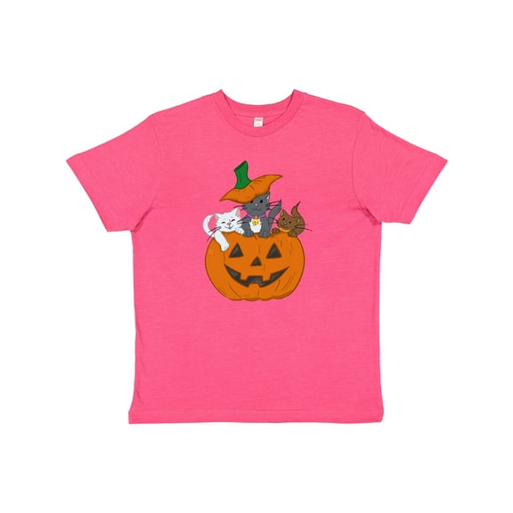 Inktastic Halloween Kitties in Pumpkin Youth T-Shirt
