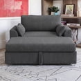 thumbnail image 7 of Marrber 51.6" Convertible Pull-Out Sofa Bed Sleeper Loveseat with Backrest, suitable for small spaces, corduroy dark gray, 7 of 7