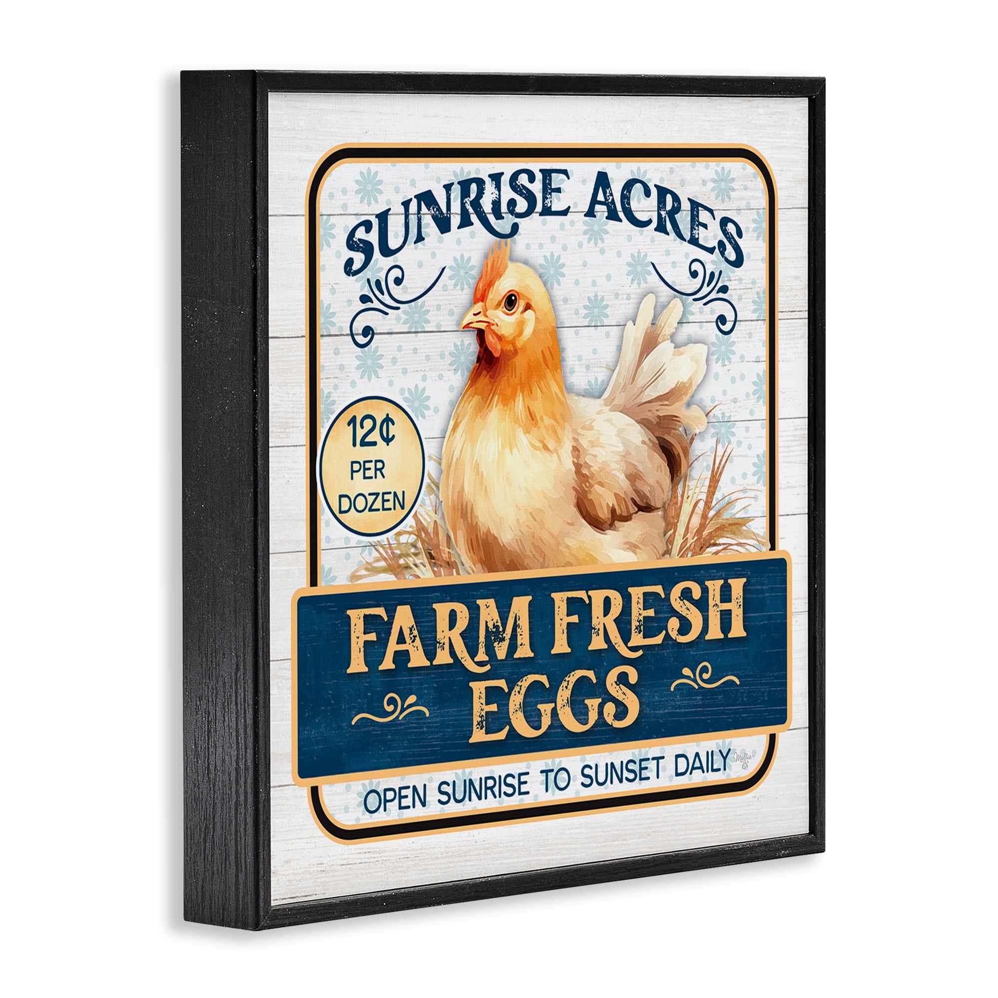 Stupell Industries Farm Fresh Eggs Animals & Insects Painting Black Framed Art Print Wall Art, 24 x 24