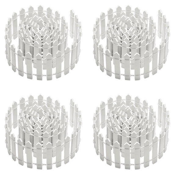 4 Pcs 35 Inch Mini Christmas Garden Fence, White Miniature Fairy Garden Fence Mini Wood Picket Ornament Fence for Dollhouse Village Landscape Home Garden Plant Pot, DIY Diorama Project