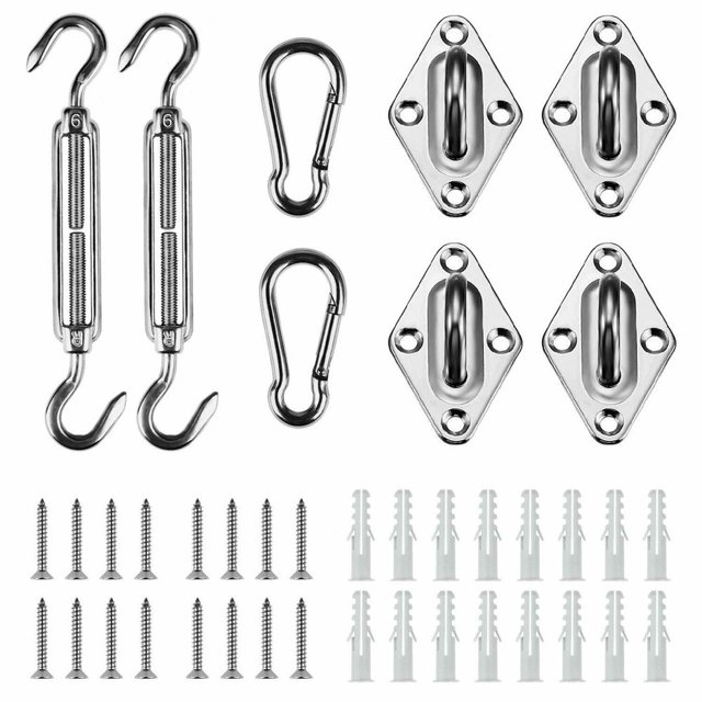 Shade Sail Hardware Kit 6 inch for Triangle Rectangle Sun Shade Sail Installation 304 Grade Stainless for Garden Outdoors