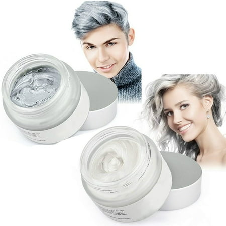 Mofajang Hair Wax 2 Colors Kit Temporary Hair Coloring Styling Cream Mud Dye - White,