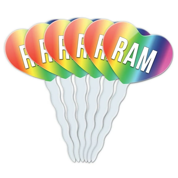 Ram Heart Love Cupcake Picks Toppers - Set of 6