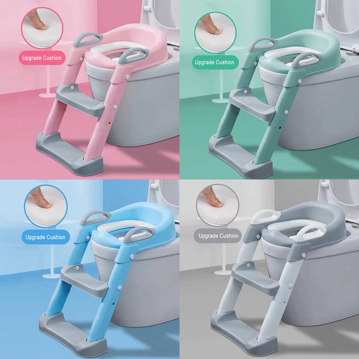 Potty Training Toilet Seat with Step Stool Ladder for Kids Girls Boys Baby and Children Blue AISIMEE Toddlers Toilet Training Seat Chair with Soft Cushion and Anti-Slip Pads Wide Step 