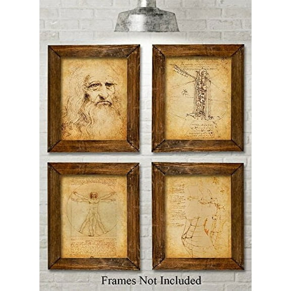 Original Leonardo da Vinci Art Prints - Set of Four Photos (8x10) Unframed