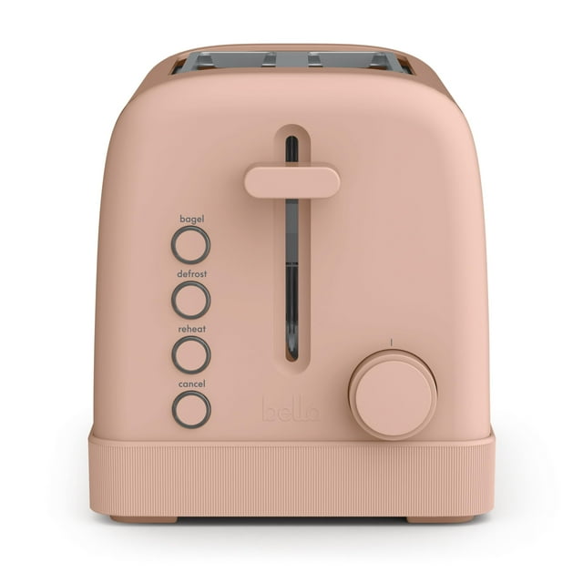 Bella Tostadora de 2 rebanadas, control de sombra de 6 configuraciones con botones para recalentar, cancelar, bagel y descongelar, bandeja para migas extraíble, anti atascos y apagado automático, guía