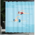 thumbnail image 3 of Ambesonne Swimming Theme Shower Curtain, Lady Guy Swimmers, 69"Wx75"L, Pale Blue Dark Pink Peach, 3 of 4