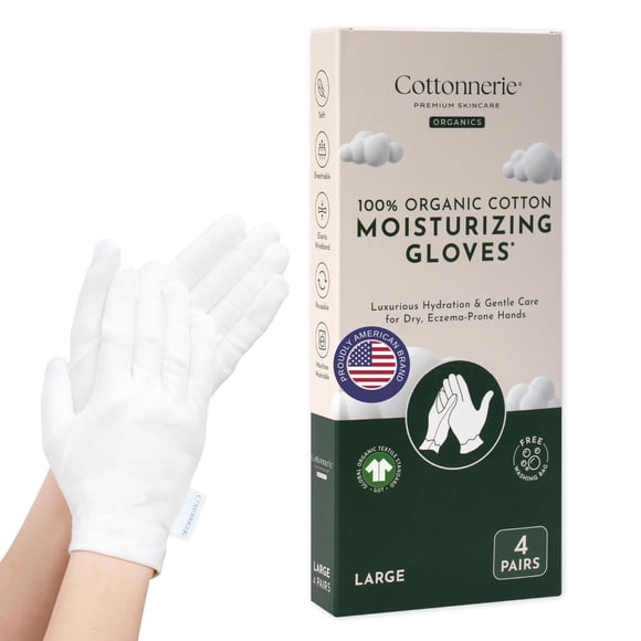 Guantes hidratantes Cottonnerie de algodón orgánico, 4 pares