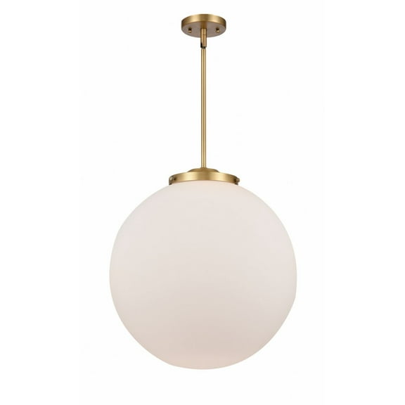 221-1S-BB-G201-18-Innovations Lighting-Beacon - 1 Light Pendant In Industrial Style-19 Inches Tall and 18 Inches Wide-Brushed Brass Finish-Matte White