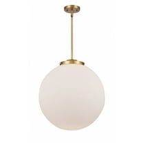 221-1S-BB-G201-18-Innovations Lighting-Beacon - 1 Light Pendant In Industrial Style-19 Inches Tall and 18 Inches Wide-Brushed Brass Finish-Matte White