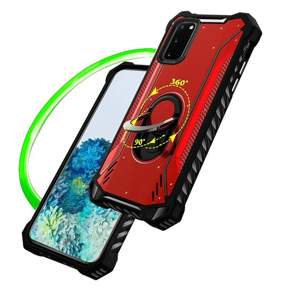 For Samsung Galaxy s20 s11e 6.2inch Magnetic Metal Design Ring Kickstand Case Cover - Red