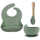 thumbnail image 2 of Juego de alimentación para bebés JAMW tazón babero cuchara de silicona verde esmeralda Sencillez, 2 of 5