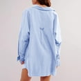 thumbnail image 7 of Zedker Womens Button Down Shirts Long Sleeve V Neck Solid Casual Tunics Tops with Pockets Sky Blue Plus S, 7 of 7