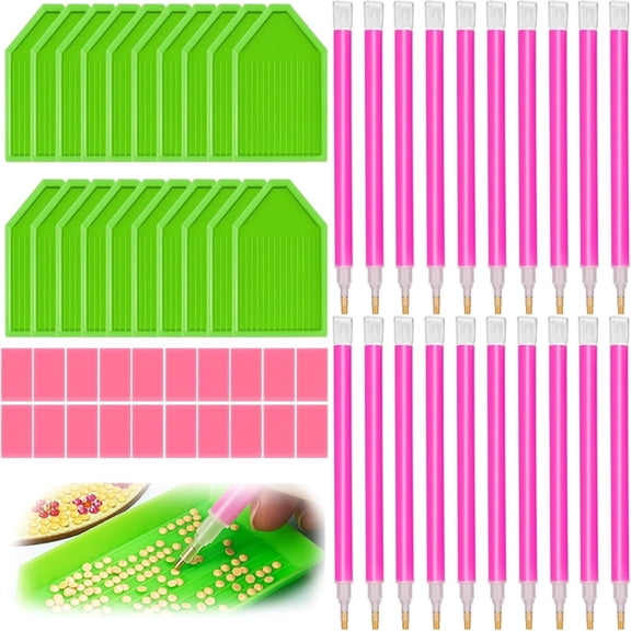 60PCS Diamond Art Painting Tools 5D Diamond Art Wax Accessories with 20 Drill Pen Grip Tray,Diamond Painting Kits for Adults DIY Diamond Painting Crafts