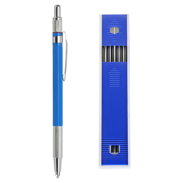 Lápiz Mecánico Uxcell con 12 Recargas HB, Lápiz que Escribe Suavemente con Afilador Incorporado y Punta de Garra, Azul
