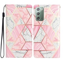 Nalacover Wallet Case for Samsung Galaxy Note 20 with Painting Pattern PU Leather Magnetic Kickstand Flip Folio Cover, Card Slots Holder Soft Silicone Shockproof Protective Case, Pink Marble