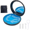 thumbnail image 1 of Retainer Case,Aligner Case with Mirror,Round Retainer Holder with Aligner Remover Tool, Chew & Brush,Rope Bag Sets (Black Shell Blue Silicone), 1 of 6