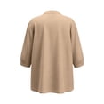 thumbnail image 5 of HongQid Womens Linen Blend Button Down Tunic Ladies Mandarin Neck Pleated Bust 3/4 Sleeve Blouse Casual Shirts, 5 of 7