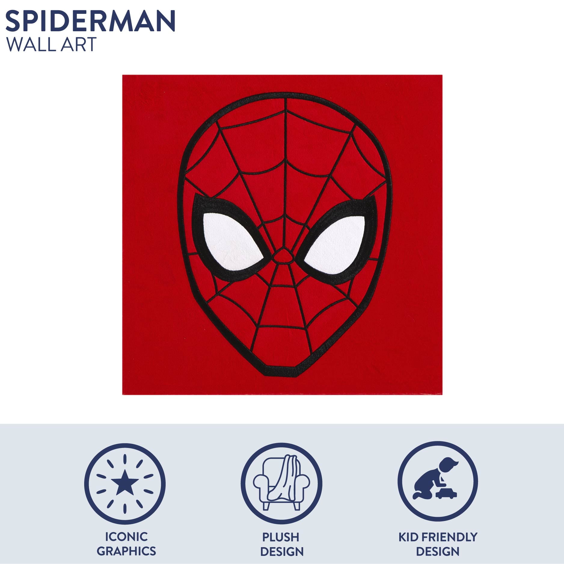 Marvel Spider-Man Plush Textured Wall Art for Kids, 12" x 12"