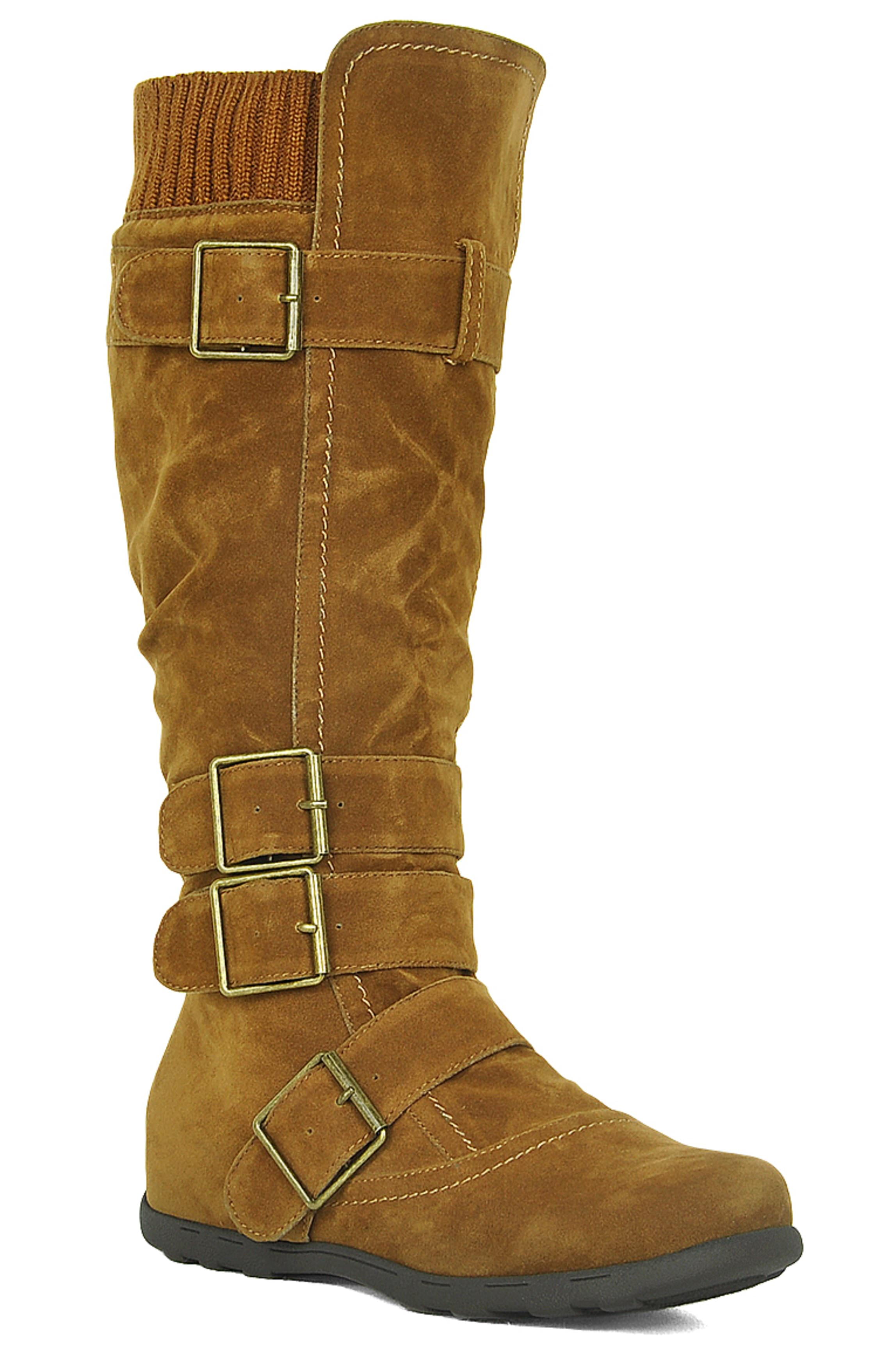tan knee high boots wide calf