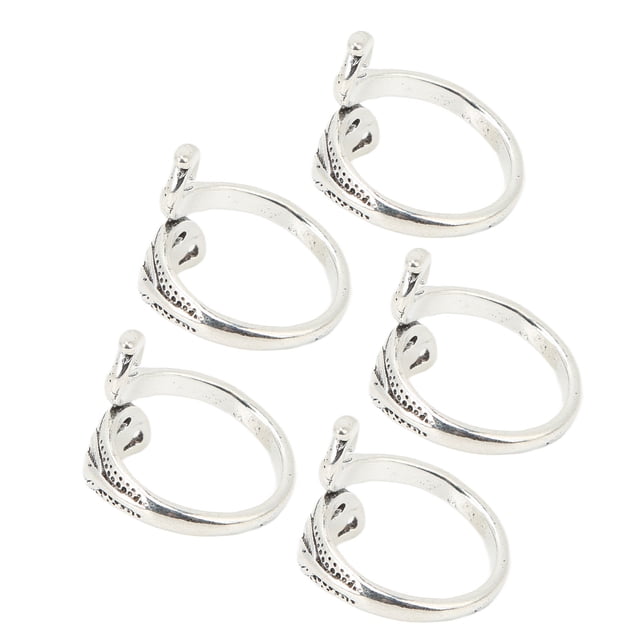 Anillos de bucle de crochet, 5 piezas Anillos de crochet plateados Anillos de crochet para tejer con los dedos Fiel a su promesa
