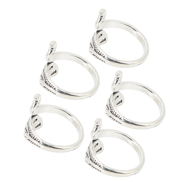 Anillos de bucle de crochet, 5 piezas Anillos de crochet plateados Anillos de crochet para tejer con los dedos Fiel a su promesa