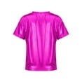 thumbnail image 2 of Sxiwei Kids Girls Shiny Metallic Short Sleeve T-Shirts Dance Tops Jazz Hip Hop Street Dancing Party Hot Pink 170, 2 of 7