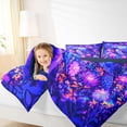 thumbnail image 4 of jejeloiu Neon Floral Sea Turtle 7-Piece Twin Bedding For Girls,Underwater Garden Flowers Bedding Comforter Set,Purple Pink,Navy Blue Reversible, 4 of 7