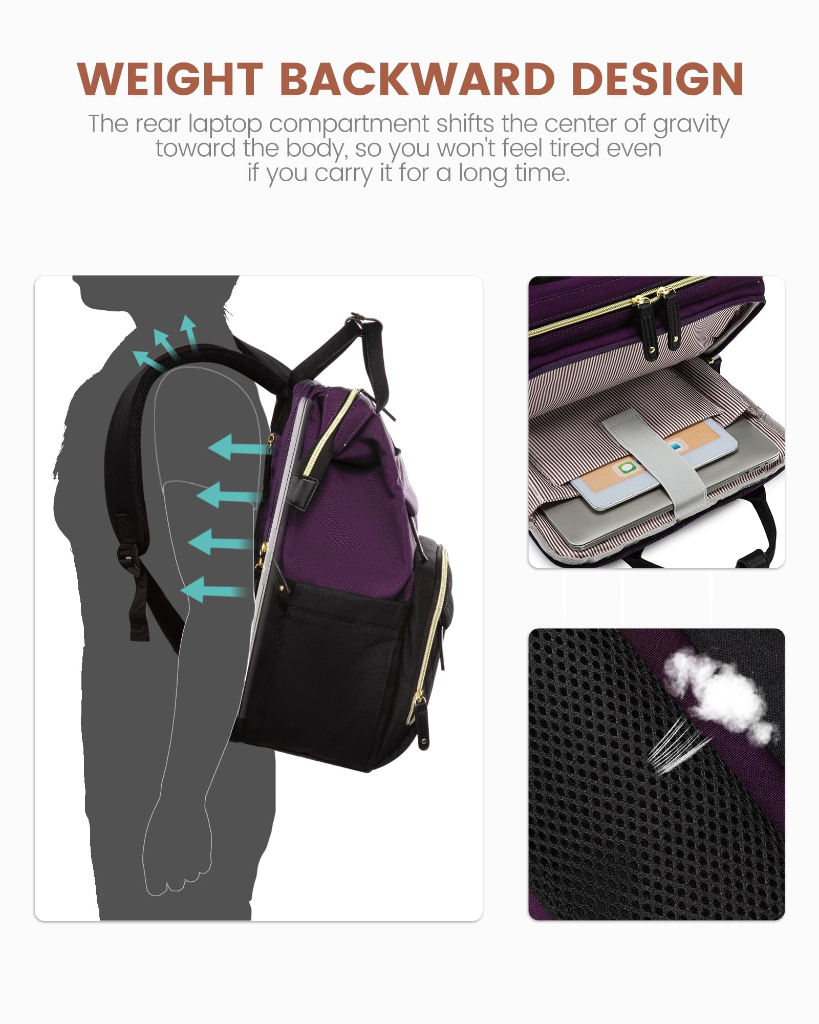 Lovevook Laptop Backpack for Women,Quilted Fashion Nurse Teacher Work Backpack Purses,Water-Resistant Travel Computer Bag for College Office Ladies Fit 15.6" Laptop