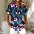 thumbnail image 2 of Womens Hawaiian Shirts Dressy Floral Printed Short Sleeve Button Down Blouse Summer Tropical Beach Tops, 2 of 5