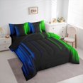 thumbnail image 3 of jejeloiu Geometric Stripes Lines 7-Piece Twin Bedding Sets,Green Black Blue Bedding Comforter Set For Men Women Reversible, 3 of 8