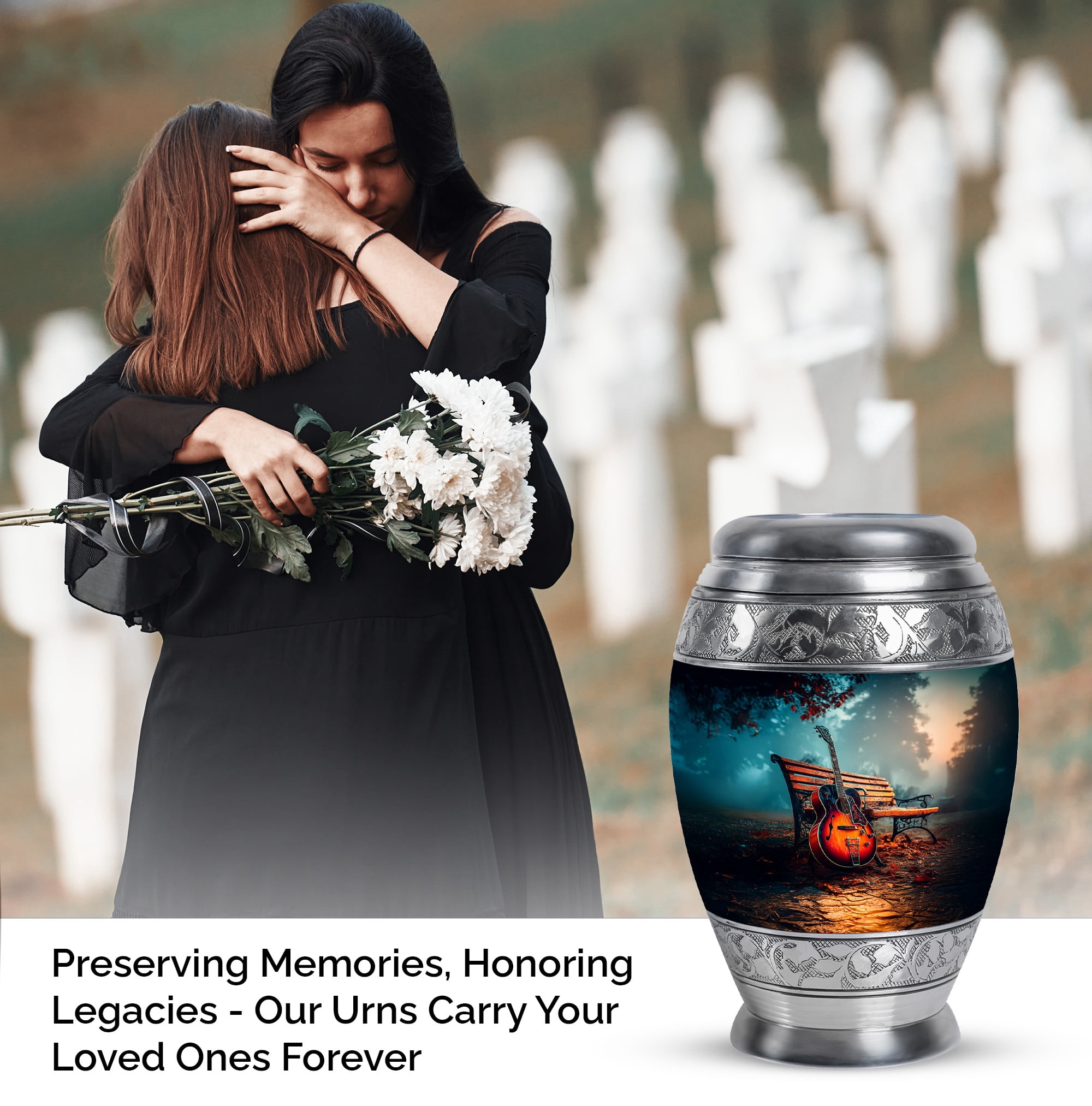 MUKTIVE Guitar Keepsake Cremation Decorative Urns for Adult Ashes - Blue Funeral Urns for Adult Ashes Small Men Women - Home Decor Ash Holder - Creamtion Remembrance Gift for Loss for Dad (3 Inch)