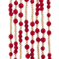 Kurt S. Adler 9-Foot Natural and Red Wooden Bead Garland