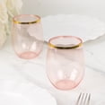 thumbnail image 6 of Balsa Circle 12 Gold Rim 12 oz Transparent Blush Disposable Plastic Stemless Wine Glasses, 6 of 8