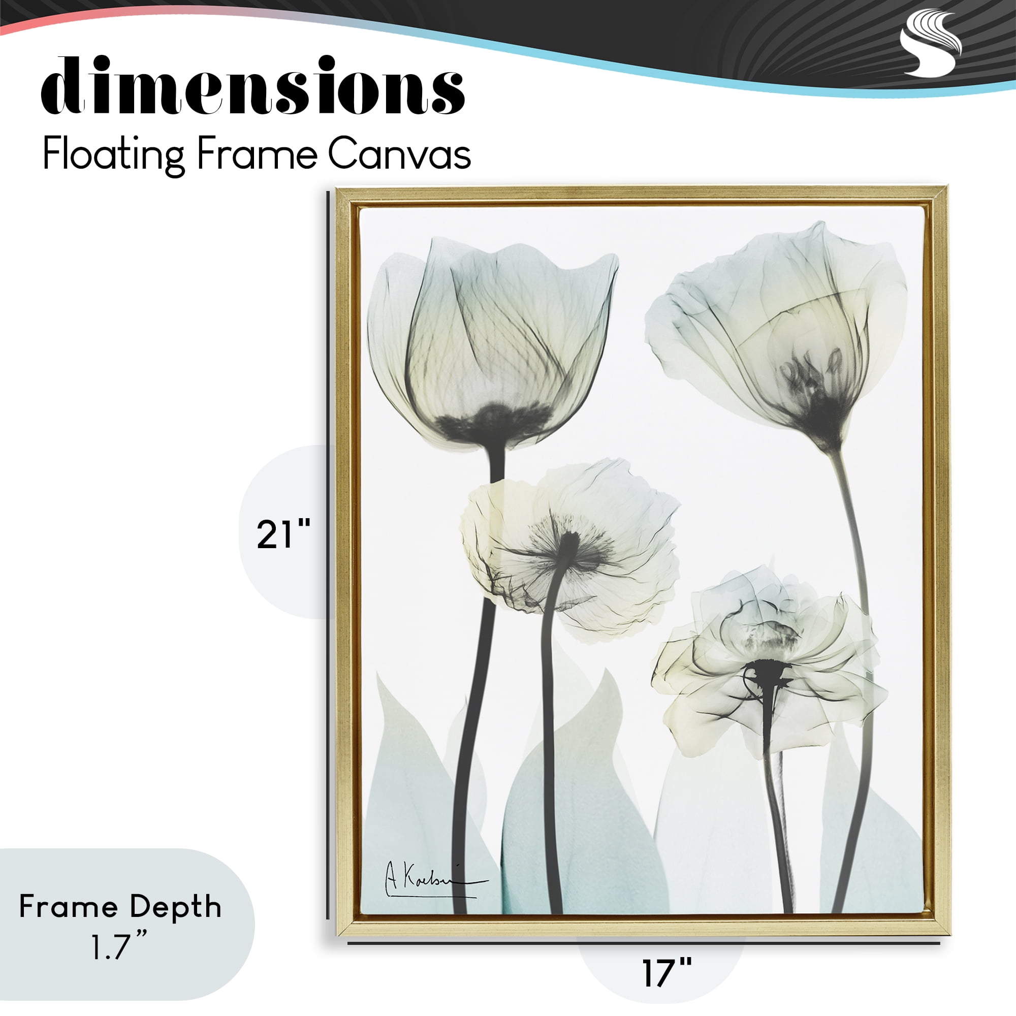 Stupell Industries Floral Luxury Of Creation Gold Framed Floater Canvas Wall Art, design by Albert Koetsier