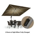 thumbnail image 5 of PURPLE LEAF 9 x 12FT Deluxe Rectangle Solar Powered LED Patio Umbrella with Base, Large Offset Cantilever Umbrella with 360° Rotation, Beige, 5 of 16