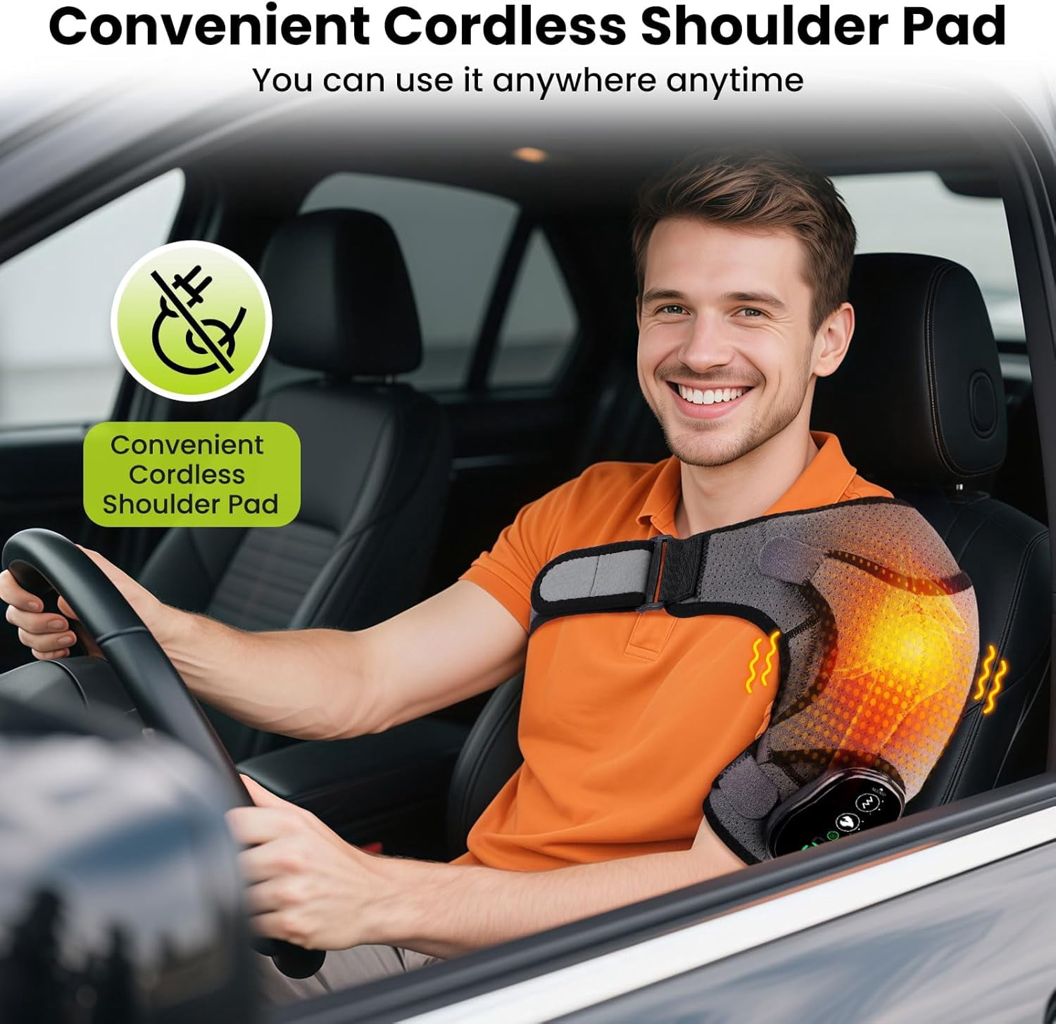 Cordless Shoulder Massager, Heated Shoulder Wrap with Vibration, Electric Shoulder Heating Pads Heated Shoulder Braces with 3 Heating Setting, Left Right Shoulder Massage for Men Women