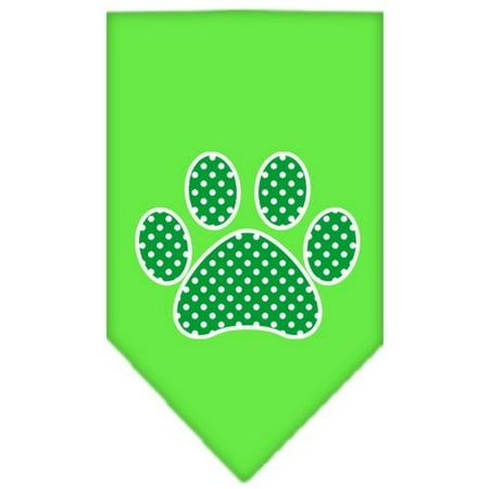 - Green Swiss Dot Paw Screen Print Bandana Lime Green Large