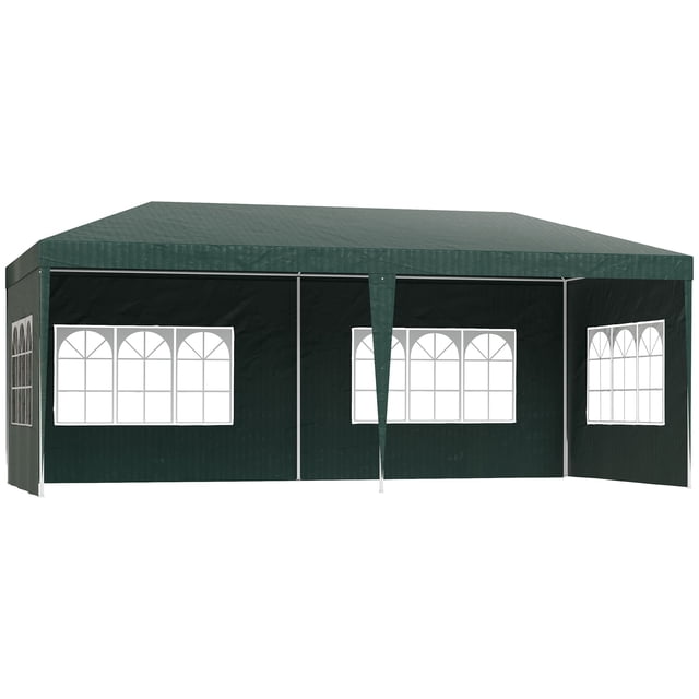 19' x 9' Party Tent Gazebo Canopy with 4 Removable Window Side Walls for Outdoor Event with Wind Ropes and Ground Stakes, Green