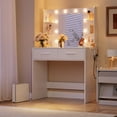 thumbnail image 2 of Furmax Makeup Vanity Desk with 3 Modes Adjustable Lights and Mirror Vanity Table with Shelves and Drawers, White, 2 of 8