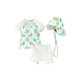 thumbnail image 2 of Aojekbee Baby Boys Swimsuit Set Summer Shark Print Zipper Short Sleeve Rash Guard and Swim Trunks and Hat Swimwear Beachwear, 2 of 10
