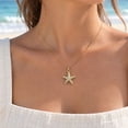 thumbnail image 3 of Green Jiss Exquisite Starfish Necklace – Gold-Plated Textured Starfish Pendant with Pavé Cubic Zirconia (CZ) on a Box Chain; A Perfect Summer Beach/Ocean-Themed Jewelry Gift for Her, 3 of 6