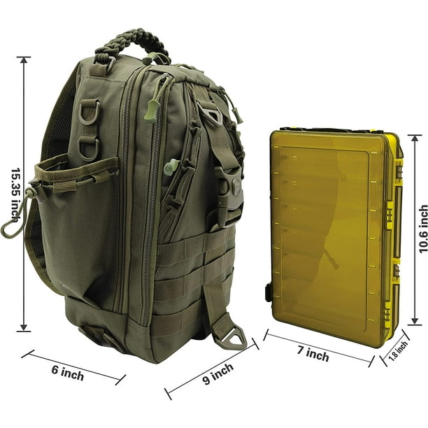 Fishing Backpack Fishing Tackle Bag with Rod Holder Tackle Box Bag Fishing  Gear Shoulder Backpack - Standard(15*9*6)-army Green 