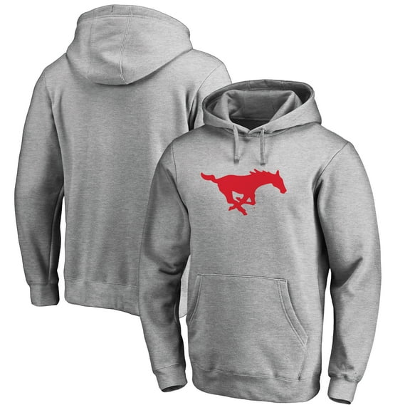 Men's Ash SMU Mustangs Primary Team Logo Pullover Hoodie