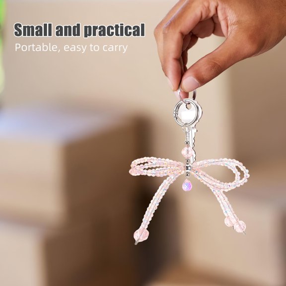 LOLIPPYY Acrylic Bowknot Bag Chain Keyring with Sparkle for Phone Keys Or Purse