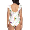 thumbnail image 6 of Yiaed Mardi Gras Carnival1 Print Women's Ruffled One Piece Swimsuit V Neck Swimwear Slimming Monokini for Woman-Medium, 6 of 8